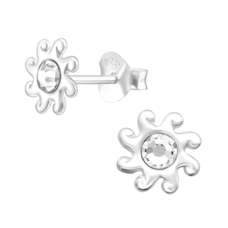 Sonne mit Kristall Ohrstecker mit Kristall Schmuck | All4silver