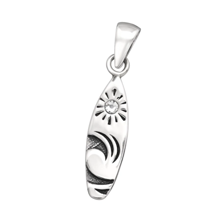 Surfen Anhänger mit Zirkonia Steinen Schmuck | All4silver