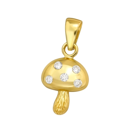 Vergoldeter Pilz Anhänger mit Zirkonia Steinen Schmuck | All4silver