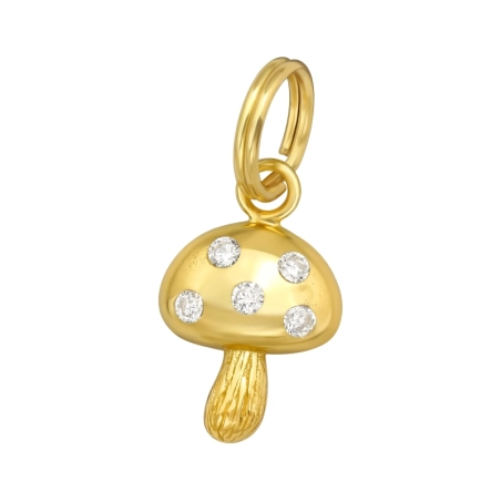Vergoldeter Pilz Arm Anhänger mit Schlüsselring Schmuck | All4silver