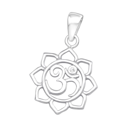 Om-Symbol Anhänger mit Zirkonia Steinen Schmuck | All4silver