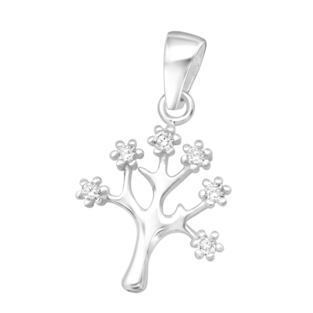 Lebensbaum mit Zirkonen Anhänger mit Zirkonia Steinen Schmuck | All4silver
