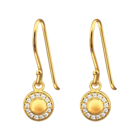 Vergoldete Kugel umgeben von Zirkonen Ohrringe mit Zirkonia Steinen Schmuck | All4silver