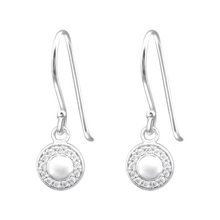 Rund mit Zirkon und Perle Ohrringe mit Zirkonia Steinen Schmuck | All4silver