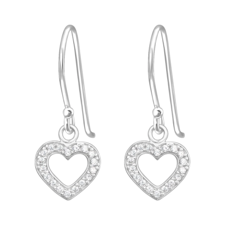 Hängendes Herz mit Zirkonen Ohrringe mit Zirkonia Steinen Schmuck | All4silver