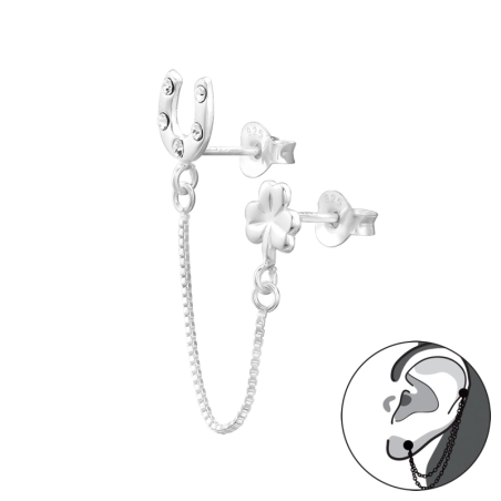 Klee und Hufeisen durch Kette verbunden Schmuck im Angebot Schmuck | All4silver