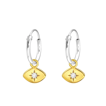 Hängendes vergoldetes Auge Creolen Ohrringe Schmuck | All4silver