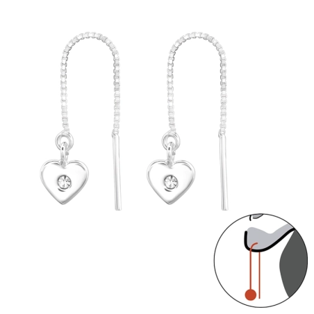 Herz an einer Kette Ohrringe mit Kristall Schmuck | All4silver