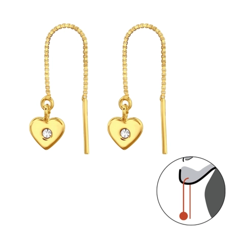 Ein vergoldetes Herz an einer Kette Ohrringe mit Kristall Schmuck | All4silver