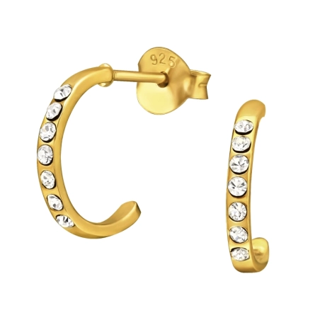 Vergoldeter Halbkreis mit Kristallen Ohrstecker mit Kristall Schmuck | All4silver