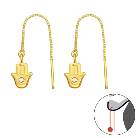 Vergoldete Hamsa mit Kristall Ohrringe mit Kristall Schmuck | All4silver