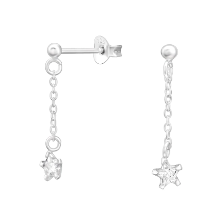 Hängende Sterne Ohrstecker mit Zirkonia Steinen Schmuck | All4silver