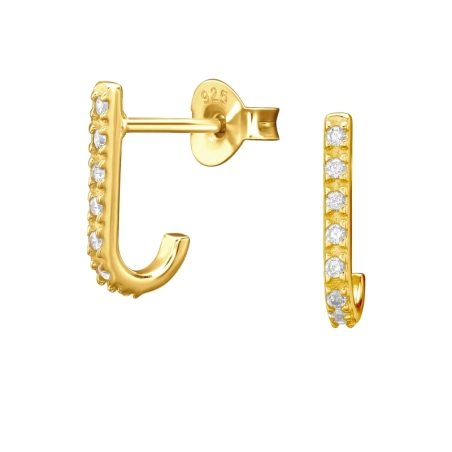 Vergoldete gebogene Zirkone Ohrstecker mit Zirkonia Steinen Schmuck | All4silver