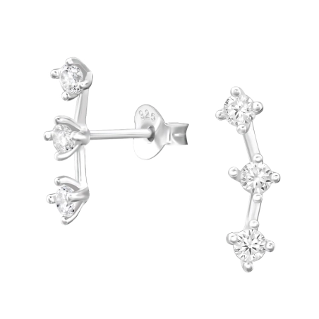 Sternbild mit 3 Zirkonen Ohrstecker mit Zirkonia Steinen Schmuck | All4silver