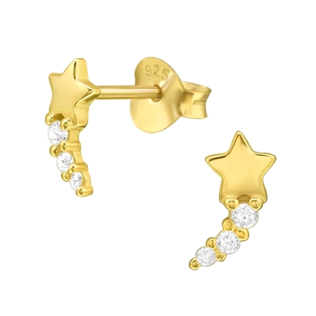 Komet vergoldet mit Zirkonen Ohrstecker mit Zirkonia Steinen Schmuck | All4silver