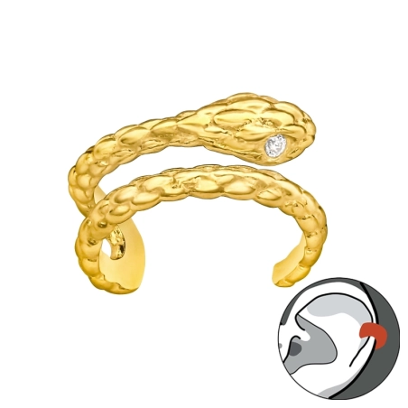 Vergoldete Schlange mit Zirkonen Ohrklemme und Ohrkletterer Schmuck | All4silver
