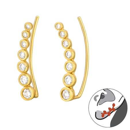 Darunter 7 Zirkone in einem vergoldeten Ohrring Schmuck im Angebot Schmuck | All4silver