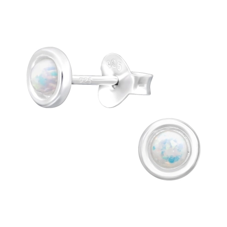 Rund mit Opal Ohrstecker mit Halbedelsteinen Schmuck | All4silver