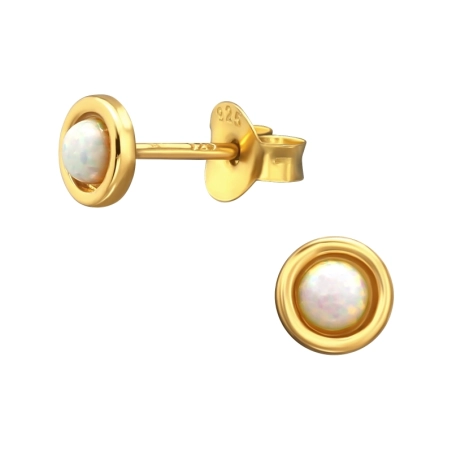 5 mm Rund vergoldet mit Opal Ohrstecker mit Halbedelsteinen Schmuck | All4silver