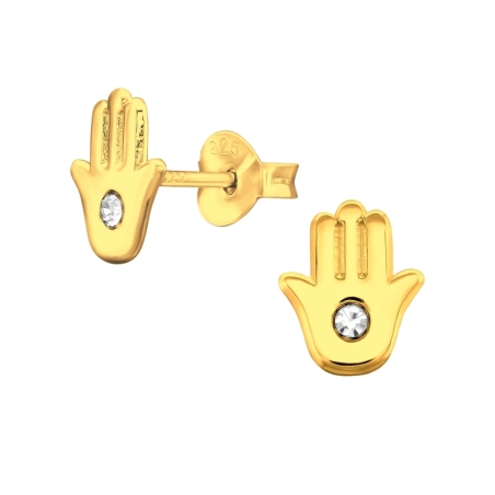 Vergoldete Hamsa Ohrstecker mit Steinen Schmuck | All4silver