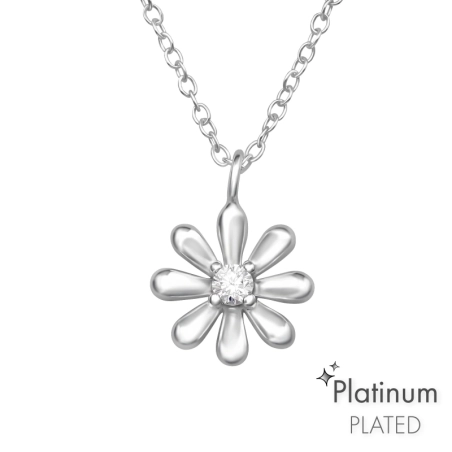 Blume mit Zirkon - Platin Natur Schmuck Schmuck | All4silver