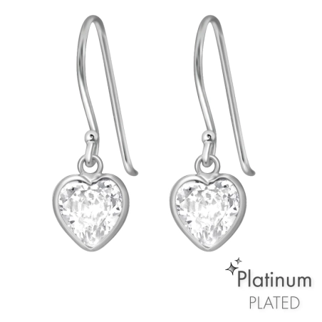 Herz - Platin Ohrringe mit Zirkonia Steinen Schmuck | All4silver