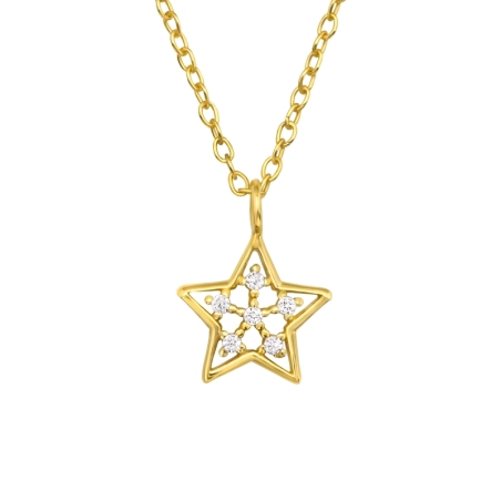 Vergoldeter Stern mit Zirkonen Schmuck im Angebot Schmuck | All4silver