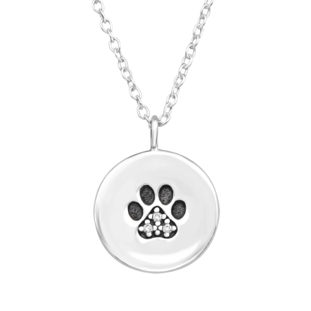 Medaillon mit schwarzer Pfote und 3 Zirkonen Tier-Schmuck Schmuck | All4silver