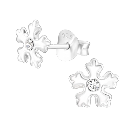 Schneeflocke Ohrstecker mit Kristall Schmuck | All4silver