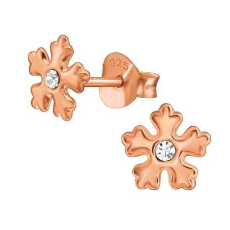 Schneeflocke mit Roségold vergoldet Ohrstecker mit Kristall Schmuck | All4silver
