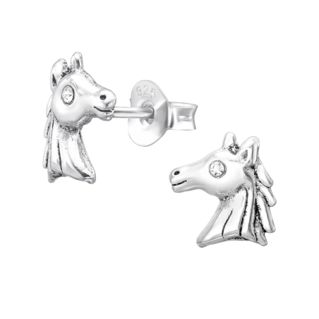 Ein oxidiertes Pferd Ohrstecker mit Steinen Schmuck | All4silver
