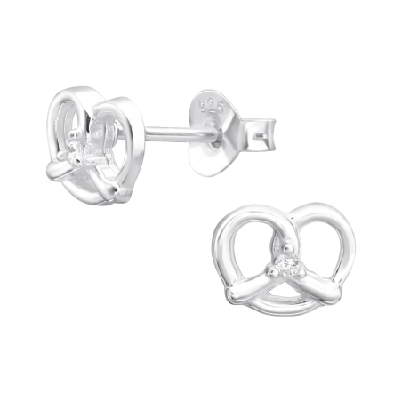 Brezel Ohrstecker mit Zirkonia Steinen Schmuck | All4silver