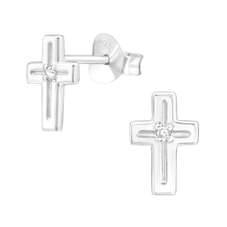 Kreuzen Ohrstecker mit Zirkonia Steinen Schmuck | All4silver