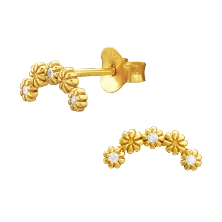 Blumen mit Zirkonen Ohrstecker mit Zirkonia Steinen Schmuck | All4silver