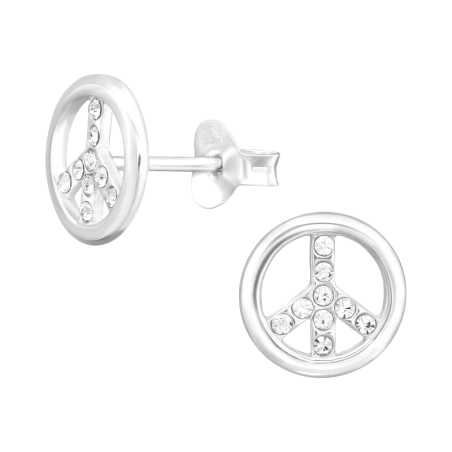 Friedenssymbol mit Kristallen Ohrstecker mit Kristall Schmuck | All4silver