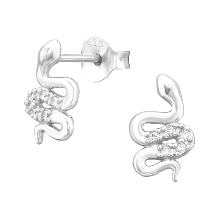 Schlange mit Zirkonen Ohrstecker mit Zirkonia Steinen Schmuck | All4silver