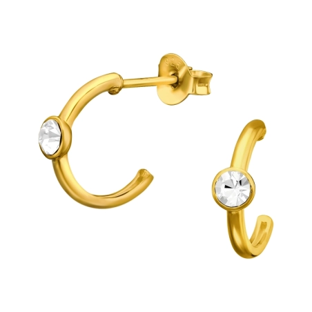 Vergoldeter Halbkreis mit Kristall Ohrstecker mit Kristall Schmuck | All4silver