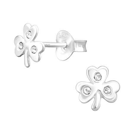 Kleeblatt mit Kristallen Ohrstecker mit Steinen Schmuck | All4silver