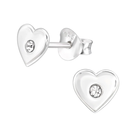 Herz mit Kristall Ohrstecker mit Steinen Schmuck | All4silver