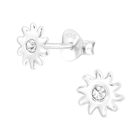 Sonne mit Kristall Ohrstecker mit Steinen Schmuck | All4silver