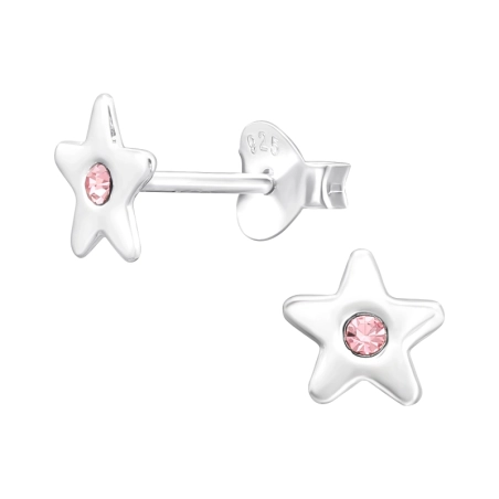 Stern mit rosa Zirkon Ohrstecker mit Steinen Schmuck | All4silver