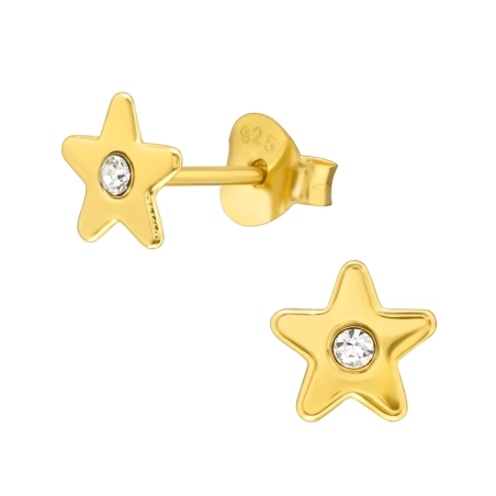 Vergoldeter Stern mit Zirkon Ohrstecker mit Steinen Schmuck | All4silver