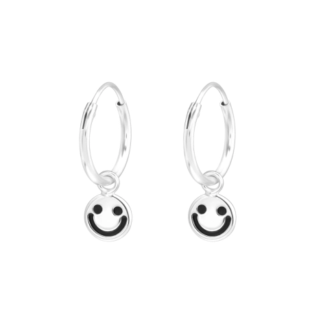 An einem Ring hing ein Smiley Creolen Ohrringe Schmuck | All4silver