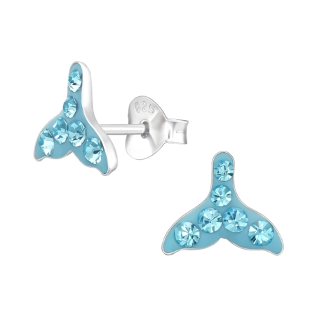 Schwanz des Blauwals Ohrstecker mit Steinen Schmuck | All4silver