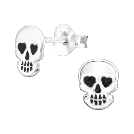 Ein herzförmiger Schädel mit schwarzen Augen Halloween-Schmuck Schmuck | All4silver