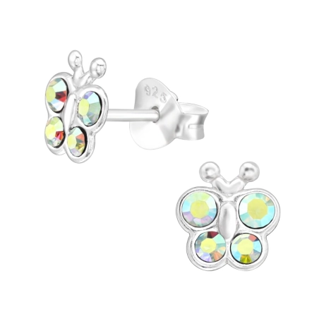 Schmetterling mit bunten Flügeln Ohrstecker mit Steinen Schmuck | All4silver