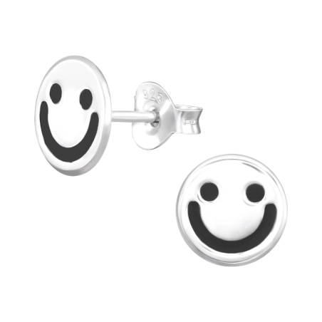 Smiley Ohrstecker ohne Steine/Emaille Schmuck | All4silver