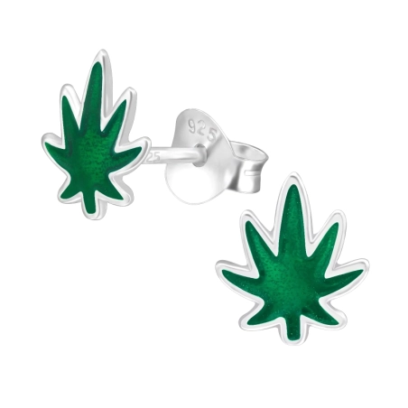 Hanfblatt Ohrstecker mit Halbedelsteinen Schmuck | All4silver