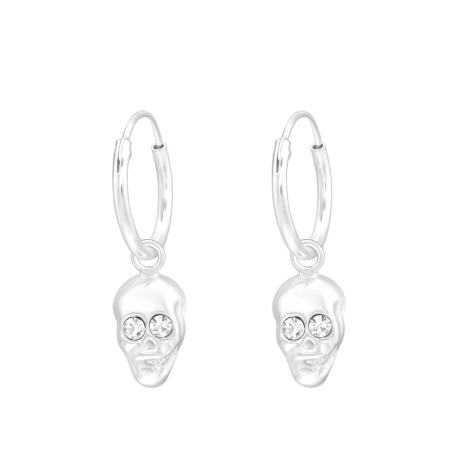 Schädel mit Kristallen auf den Augen Creolen Ohrringe Schmuck | All4silver