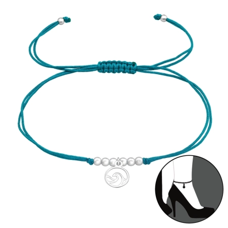 Wolle an einer türkisfarbenen Schnur Fußkettchen-Schmuck  Schmuck | All4silver